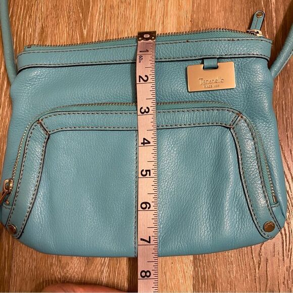 TIGNANELLO BLUE genuine LEATHER CROSSBODY BAG purse EUC 7.5x9.5 - Picture 8 of 12